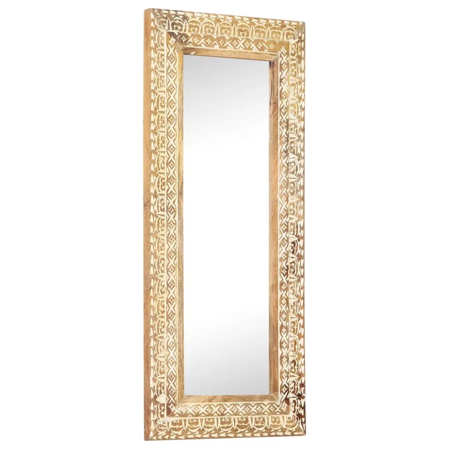 Miroir sculpté à la main 110x50x2,6 cm Bois de manguier solide - 7