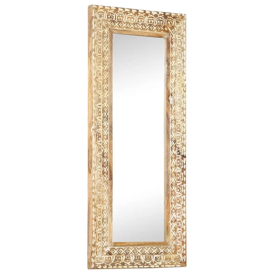 Miroir sculpté à la main 110x50x2,6 cm Bois de manguier solide - 8
