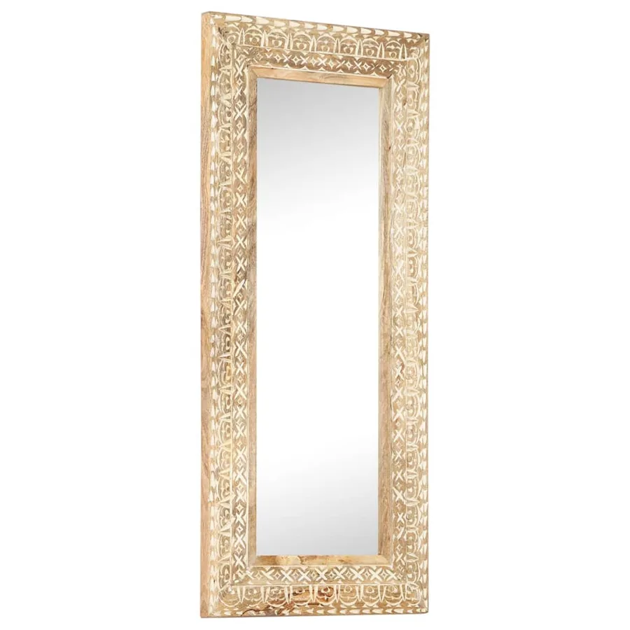 Miroir sculpté à la main 110x50x2,6 cm Bois de manguier solide - 9