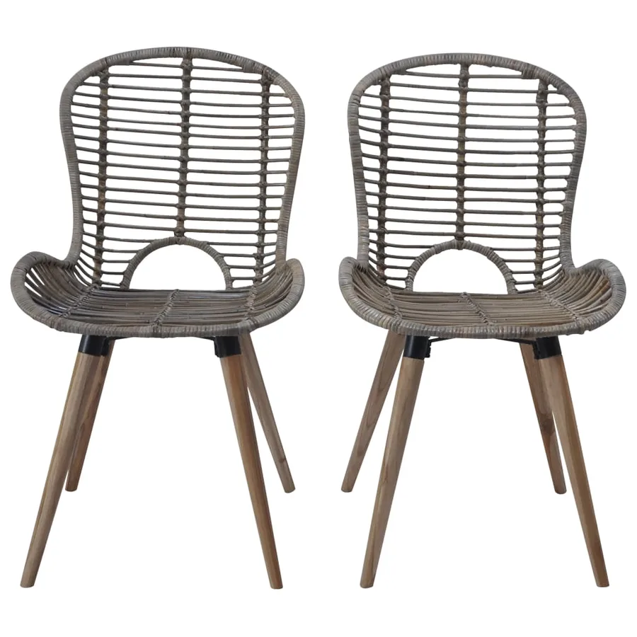Chaises à manger lot de 2 marron rotin naturel - 2