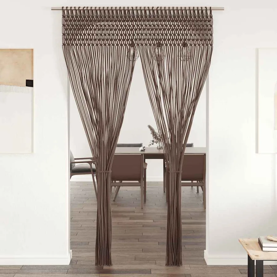 Rideau en macramé Taupe 140x240 cm Coton