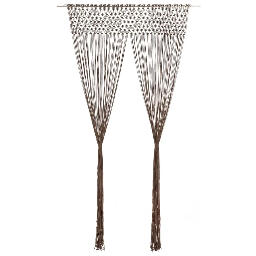 Rideau en macramé Taupe 140x240 cm Coton - 2
