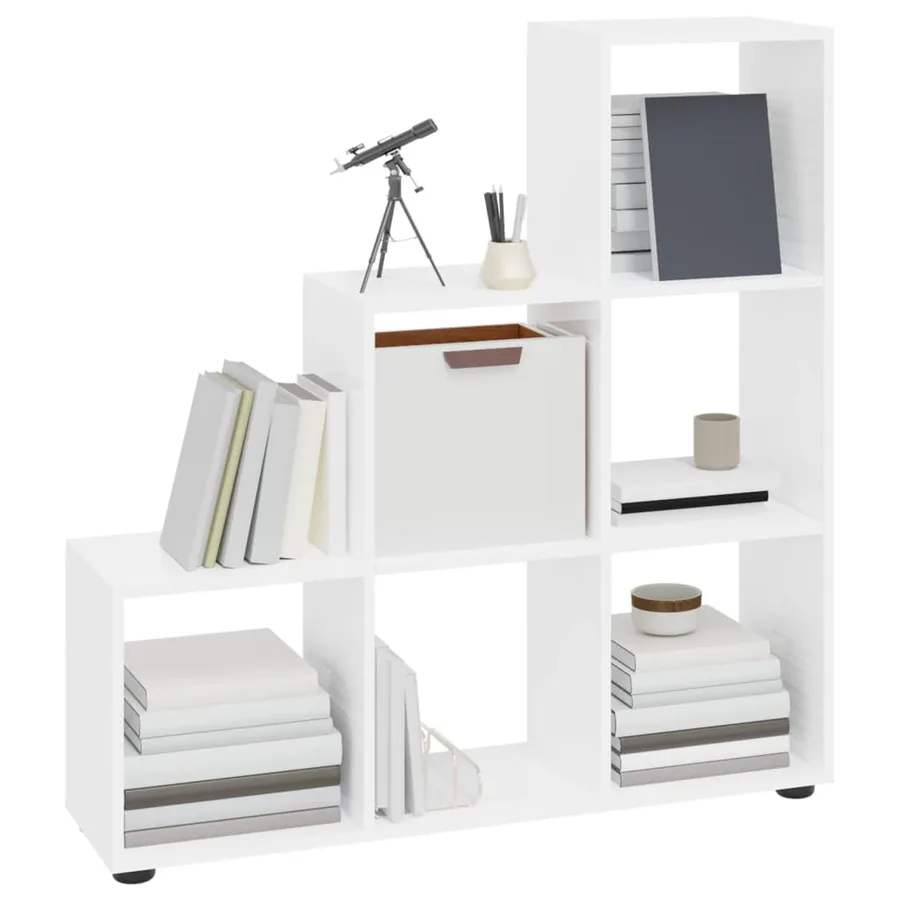 Bibliothèque escalier Blanc brillant 107 cm Bois d'ingénierie - 3