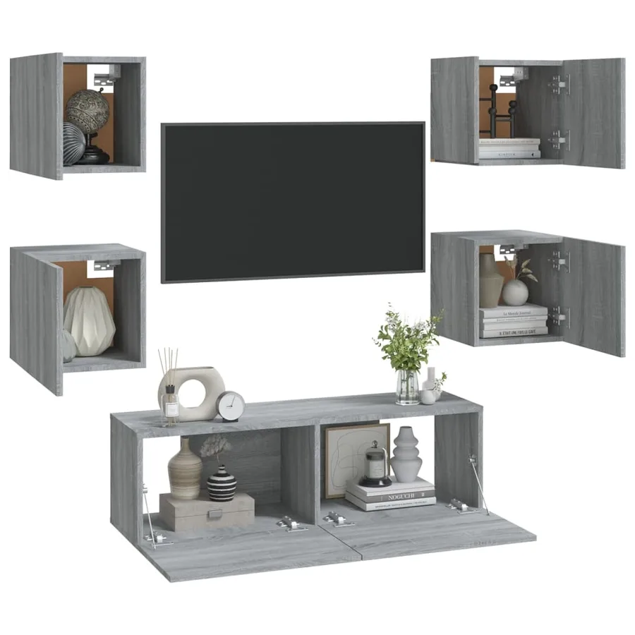 Ensemble de meubles TV muraux Sonoma gris Bois d'ingénierie - 3