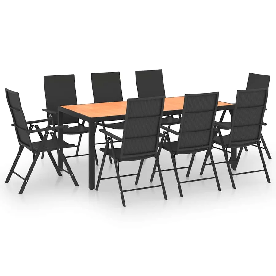 Ensemble à manger de jardin 9 pcs noir et marron - 2