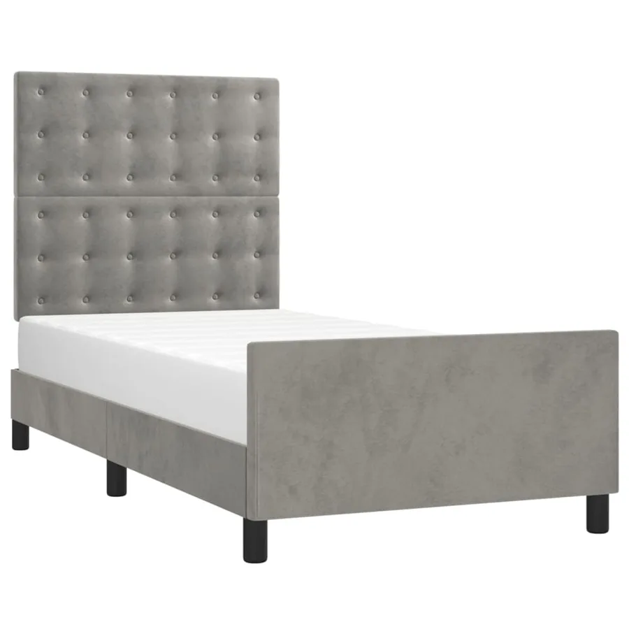 Cadre de lit sans matelas gris clair 100x200 cm velours - 3