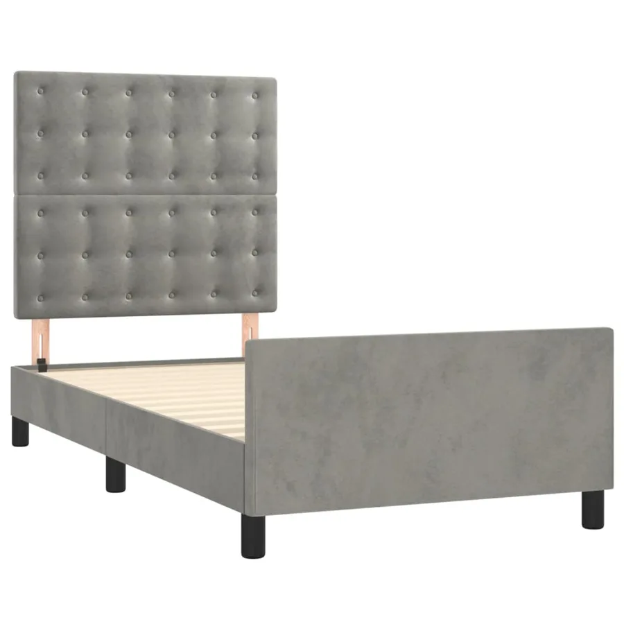 Cadre de lit sans matelas gris clair 100x200 cm velours - 4