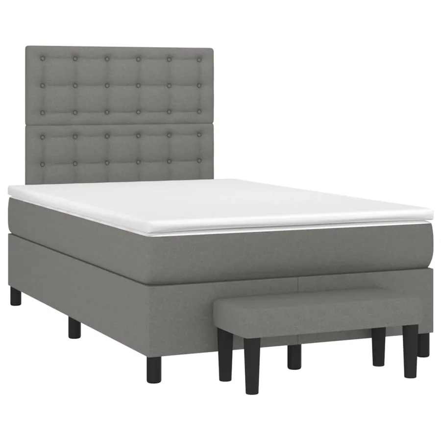 Sommier à lattes de lit avec matelas Gris foncé 120x200cm Tissu - 3
