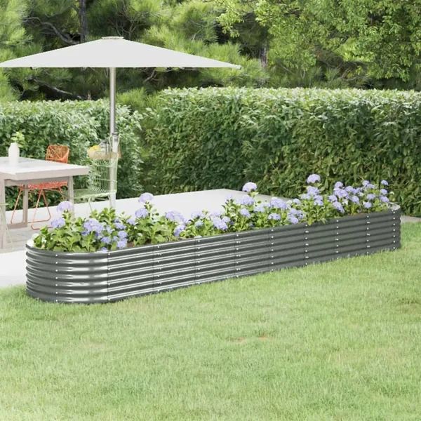 Lit surélevé de jardin Acier galvanisé 368x80x36 cm gris