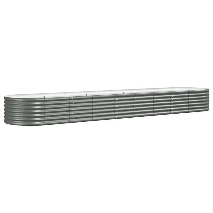 Lit surélevé de jardin Acier galvanisé 368x80x36 cm gris - 2
