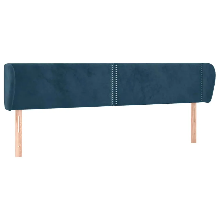 Tête de lit avec oreilles Bleu foncé 203x23x78/88 cm Velours - 2