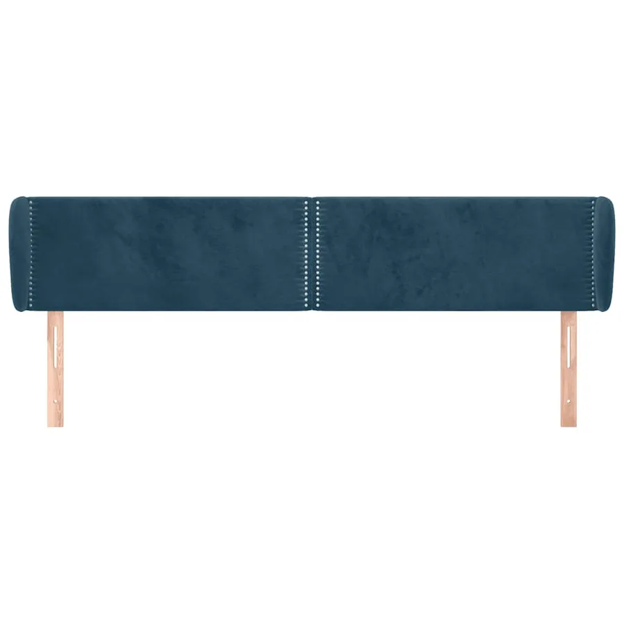 Tête de lit avec oreilles Bleu foncé 203x23x78/88 cm Velours - 3