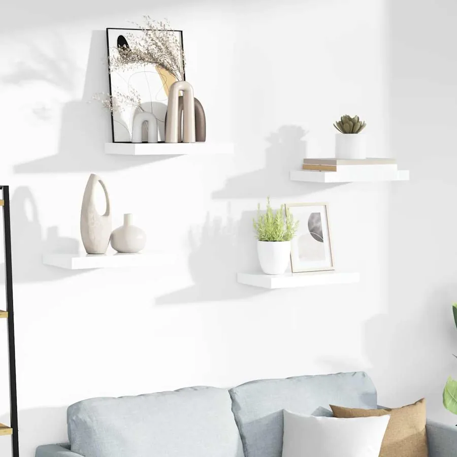 Étagère murale flottante 4 pcs Blanc brillant 40x23,5x3,8 cm MDF