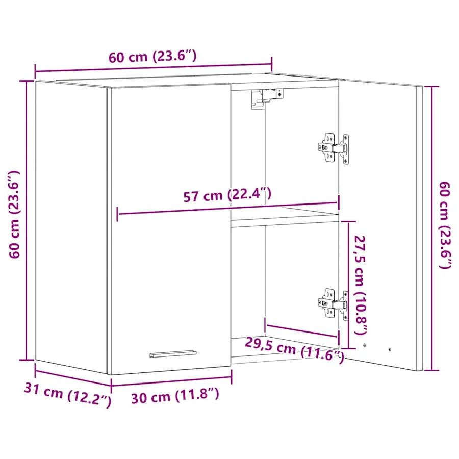 Armoire suspendue "Lyon" Chêne brun 60 x 31 x 60 cm Bois d'ingénierie - 14