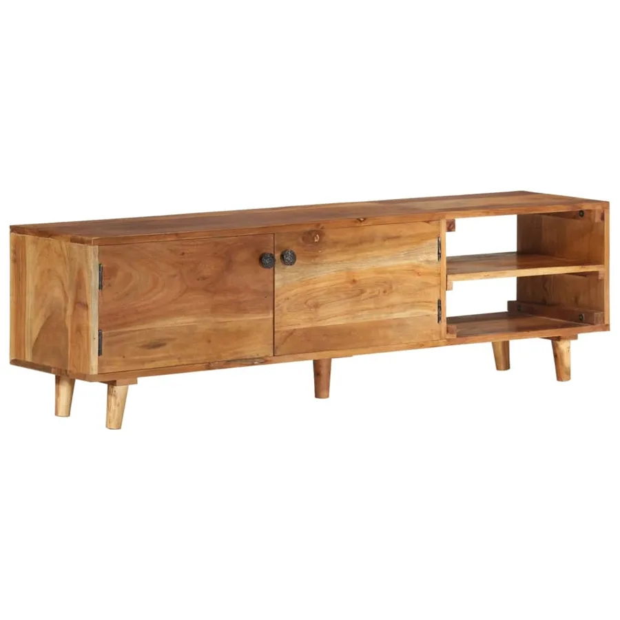 Meuble TV bois massif d'acacia avec finition miel 140x30x40 cm - 12