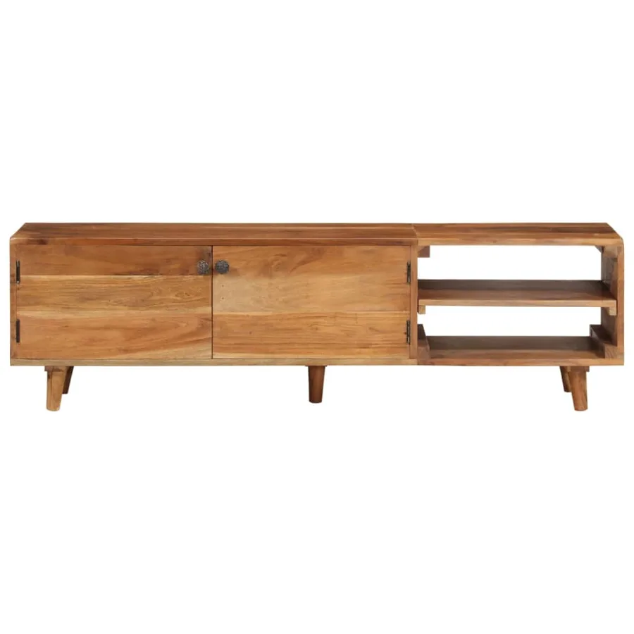 Meuble TV bois massif d'acacia avec finition miel 140x30x40 cm - 2