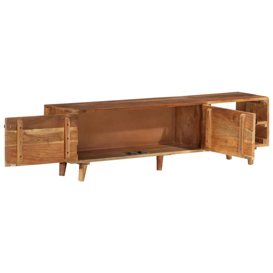 Meuble TV bois massif d'acacia avec finition miel 140x30x40 cm - 5