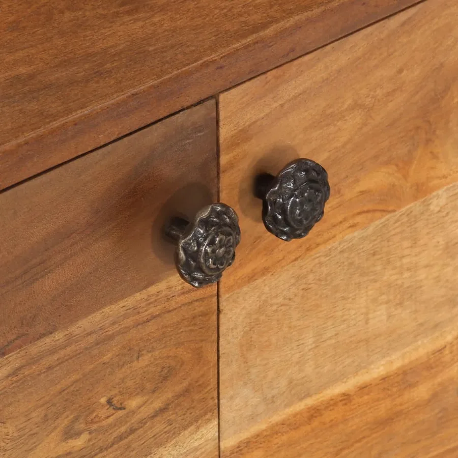 Meuble TV bois massif d'acacia avec finition miel 140x30x40 cm - 8