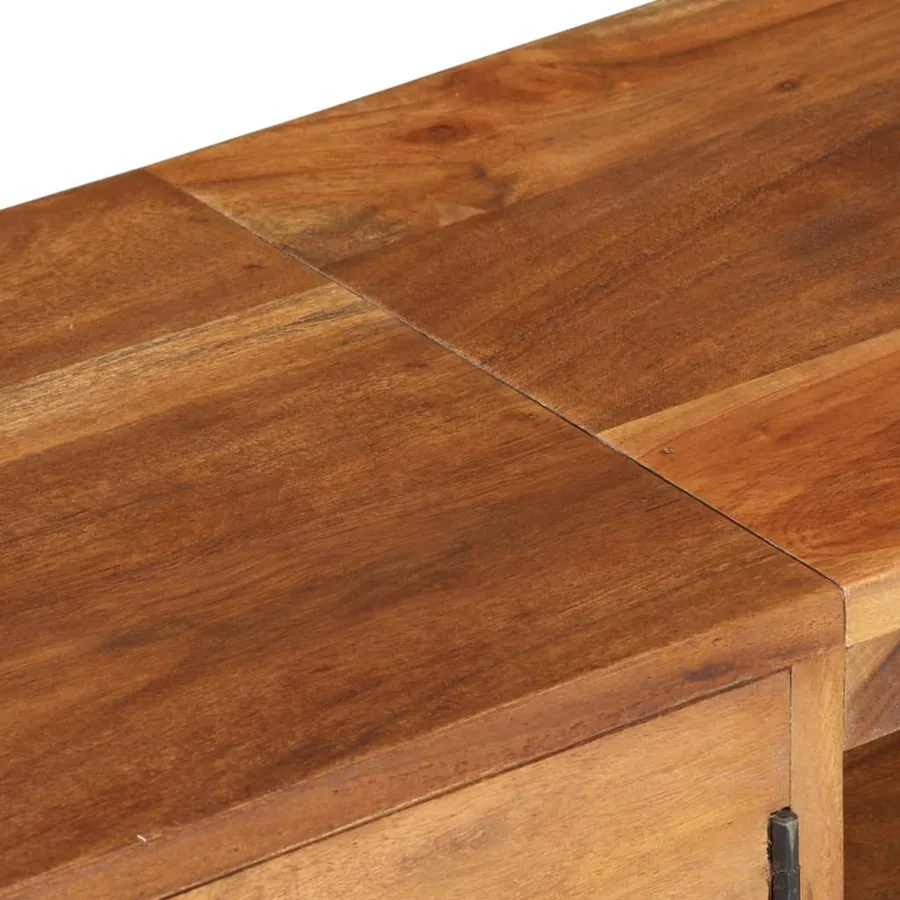 Meuble TV bois massif d'acacia avec finition miel 140x30x40 cm - 9