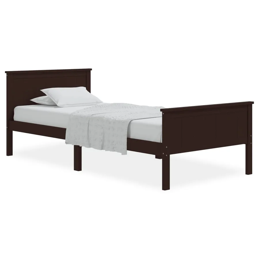 Cadre de lit sans matelas marron foncé bois pin massif 90x200cm - 2