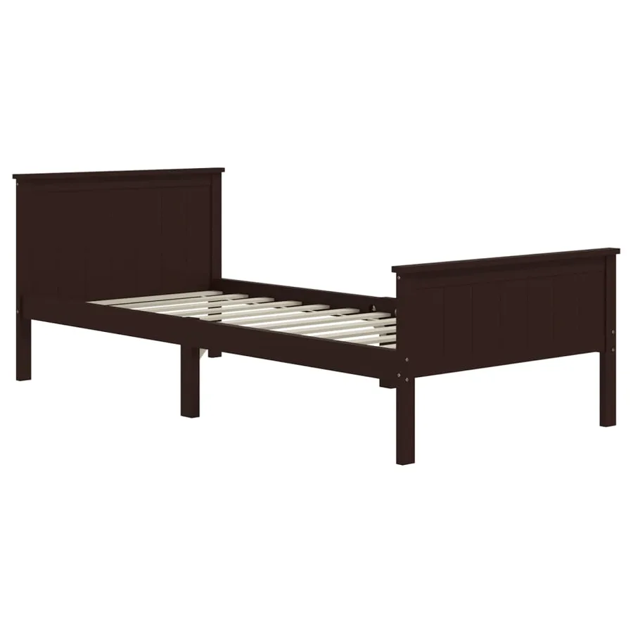 Cadre de lit sans matelas marron foncé bois pin massif 90x200cm - 3