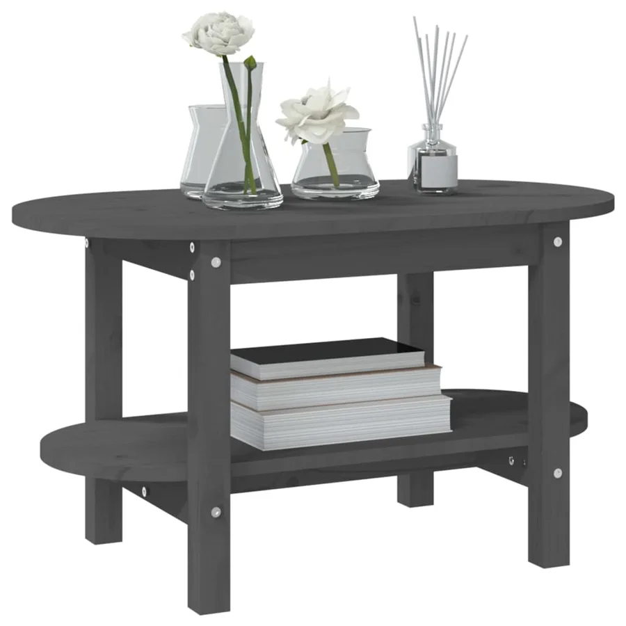 Table basse Gris 80x45x45 cm Bois massif de pin - 4