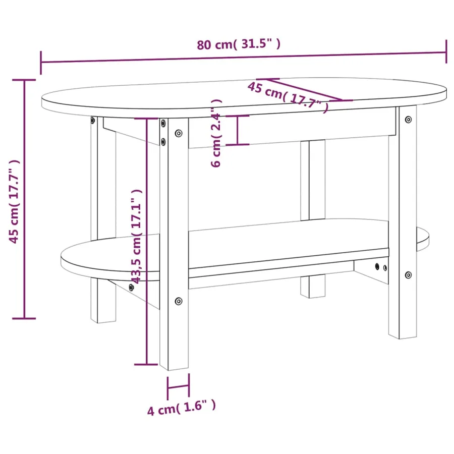 Table basse Gris 80x45x45 cm Bois massif de pin - 8