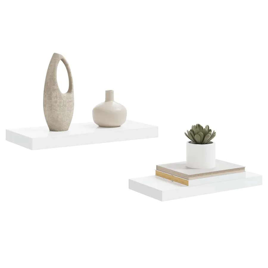 Étagère murale flottante 2 pcs Blanc brillant 50x23,5x3,8 cm MDF - 5