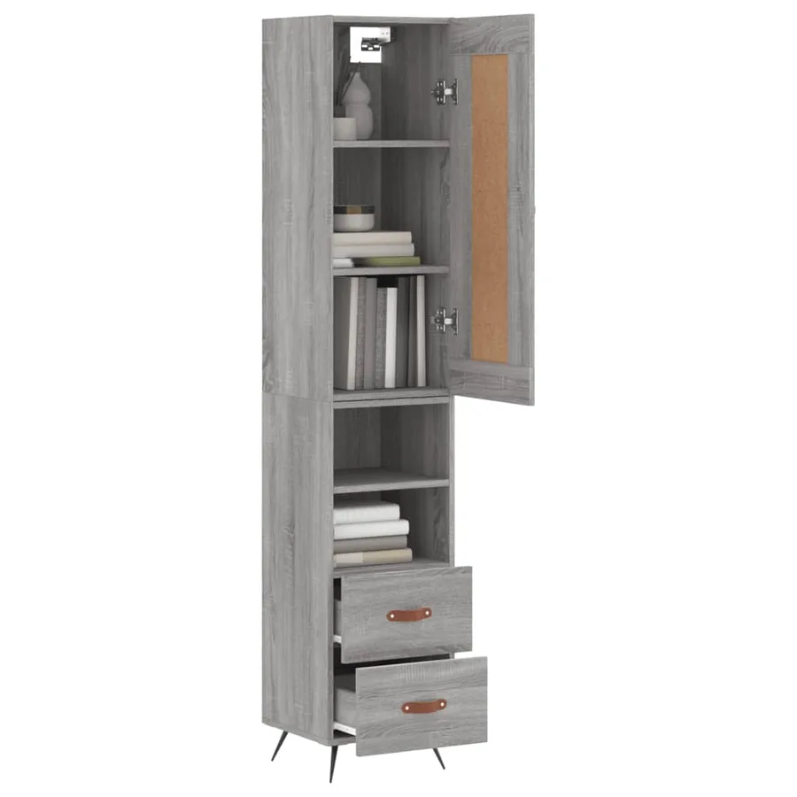 Buffet haut Sonoma gris 34,5x34x180 cm Bois d'ingénierie - 3