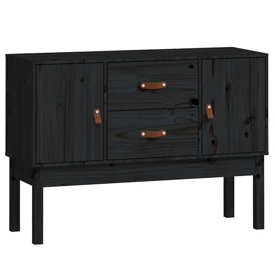 Buffet Noir 110x40x78 cm Bois massif de pin - 2