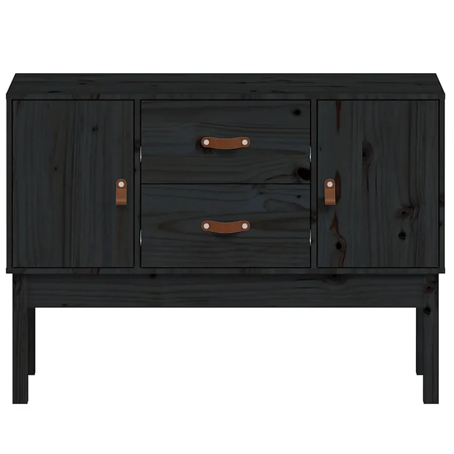 Buffet Noir 110x40x78 cm Bois massif de pin - 5