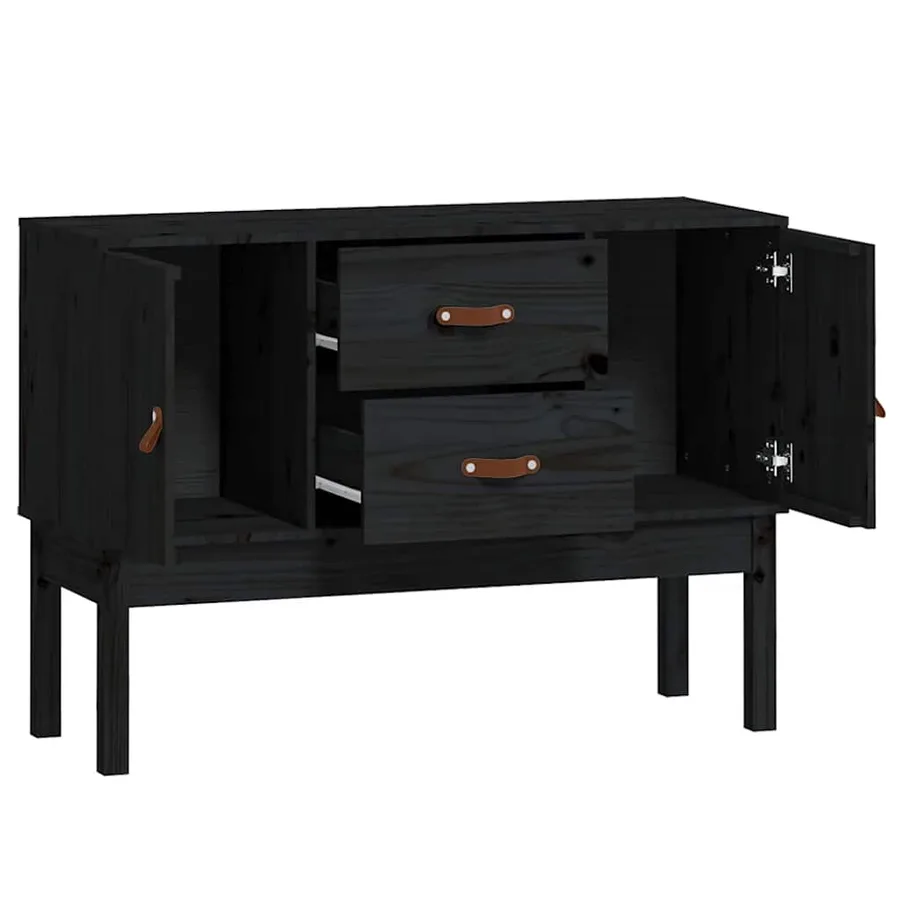 Buffet Noir 110x40x78 cm Bois massif de pin - 6