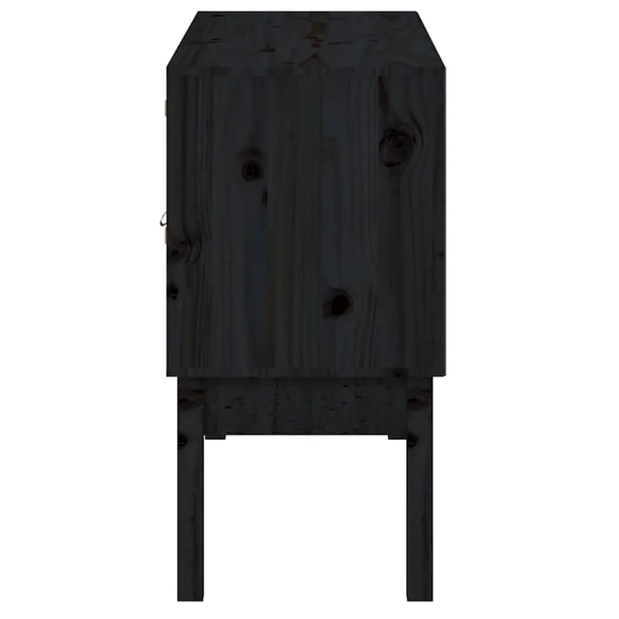 Buffet Noir 110x40x78 cm Bois massif de pin - 7