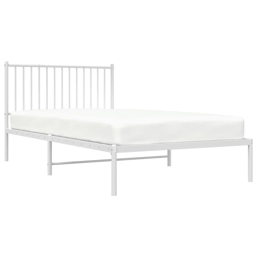 Cadre de lit métal sans matelas et tête de lit blanc 107x203 cm - 4