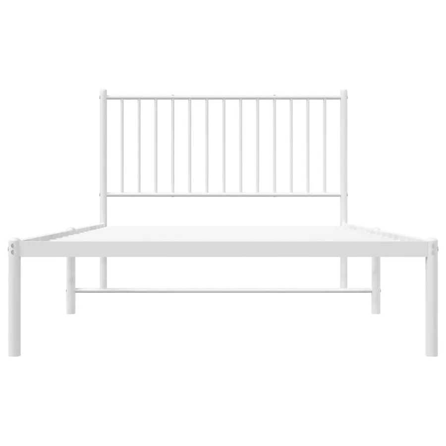 Cadre de lit métal sans matelas et tête de lit blanc 107x203 cm - 5