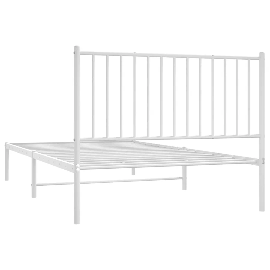 Cadre de lit métal sans matelas et tête de lit blanc 107x203 cm - 7