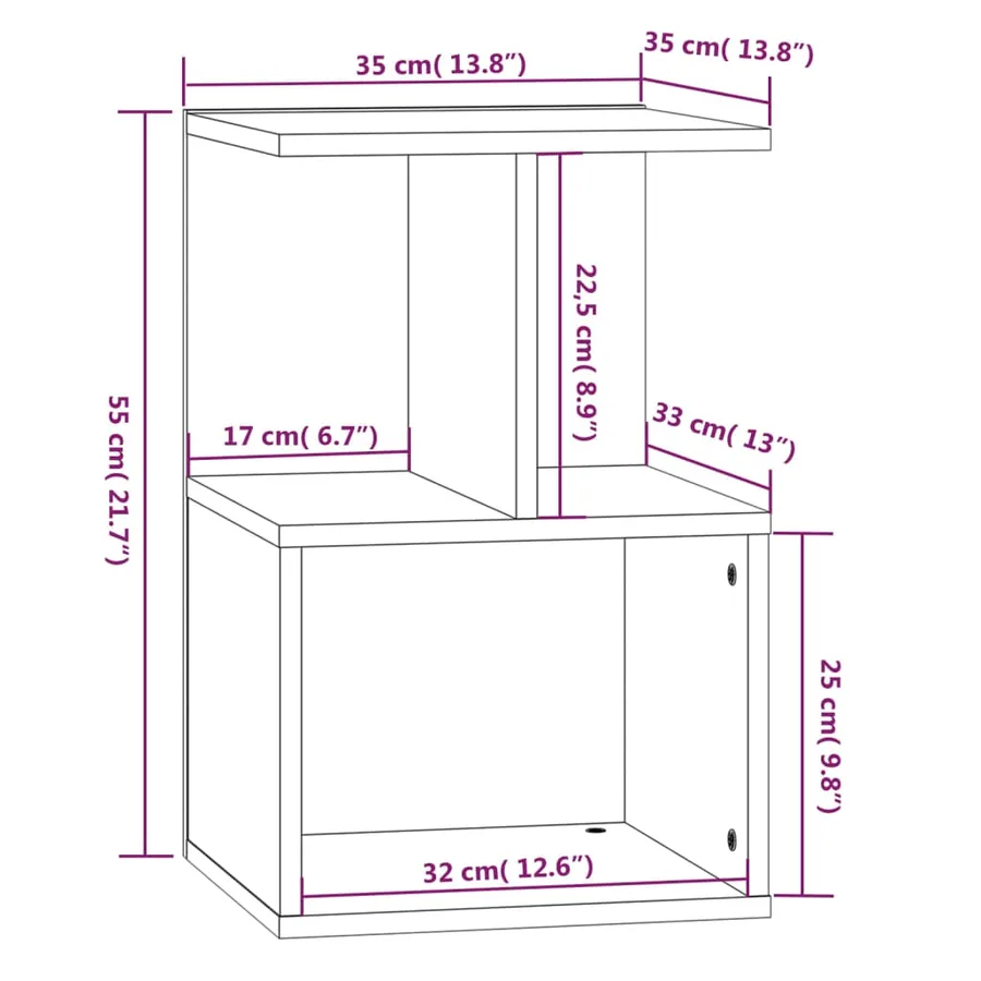 Table de chevet Sonoma gris 35x35x55 cm Bois d'ingénierie - 7