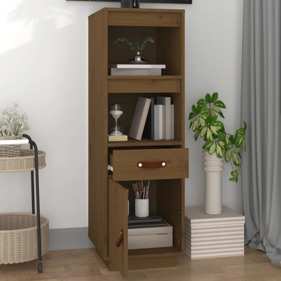 Buffet haut Marron miel 34x40x108,5 cm Bois massif de pin - 3