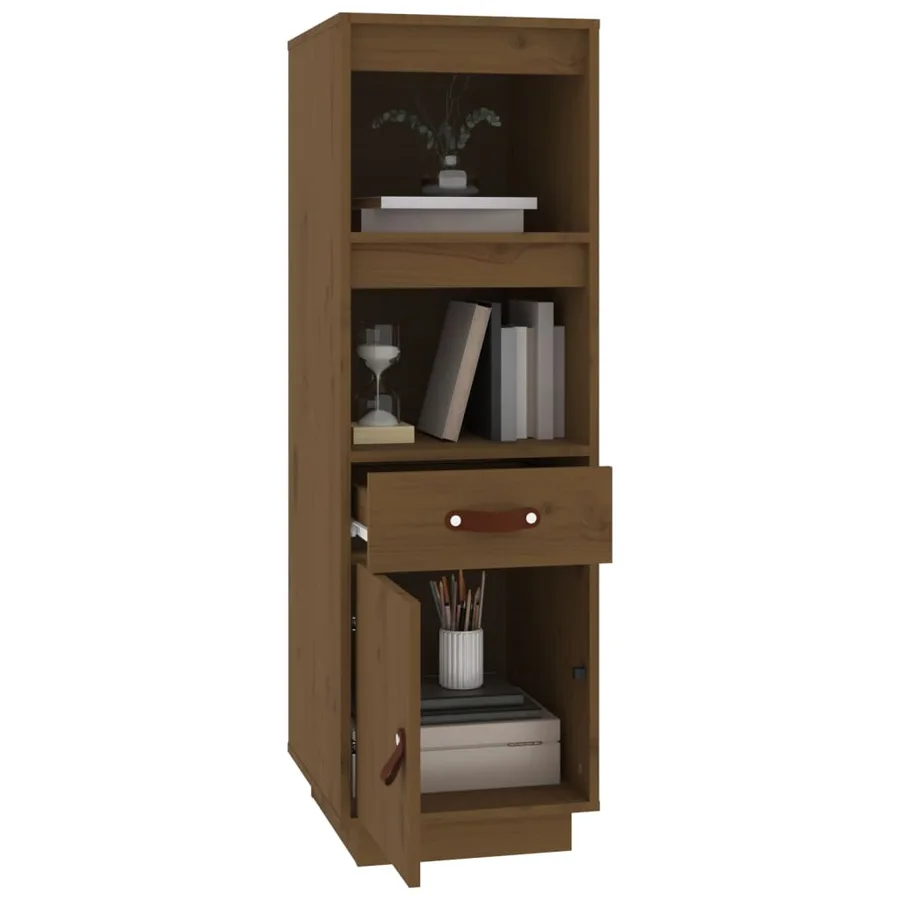 Buffet haut Marron miel 34x40x108,5 cm Bois massif de pin - 4