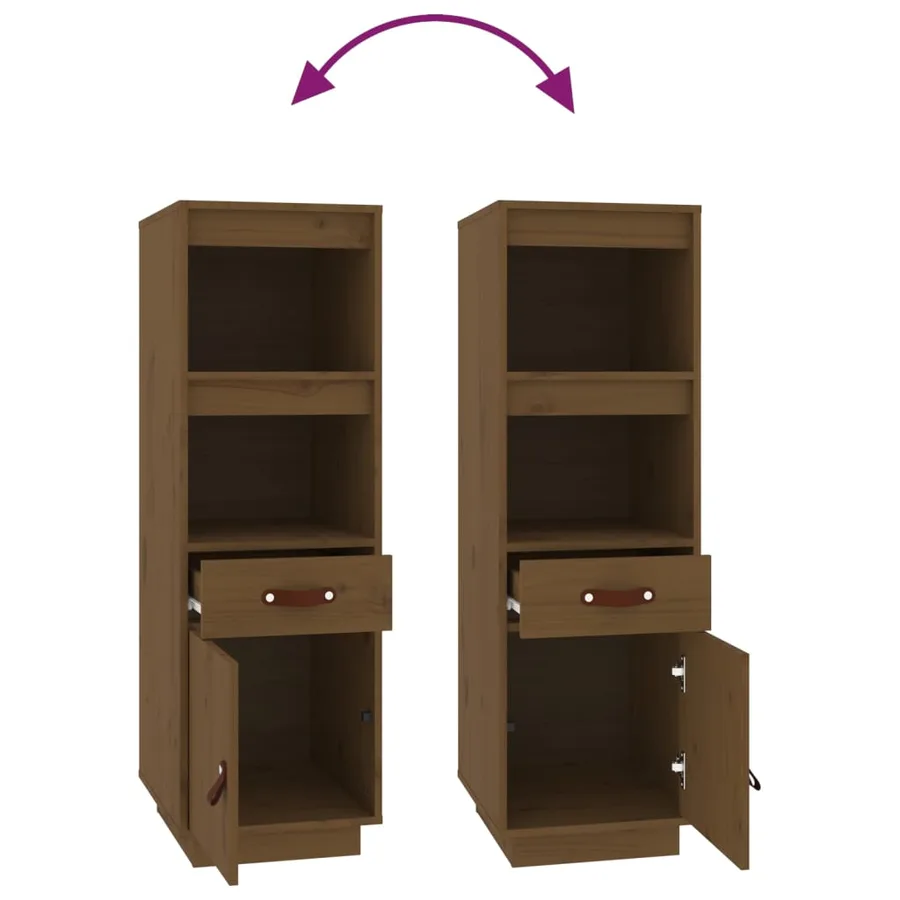 Buffet haut Marron miel 34x40x108,5 cm Bois massif de pin - 8