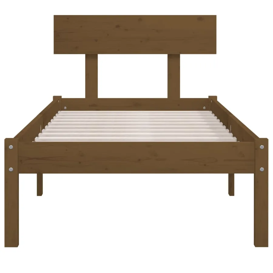 Cadre de lit sans matelas marron miel bois de pin massif - 4