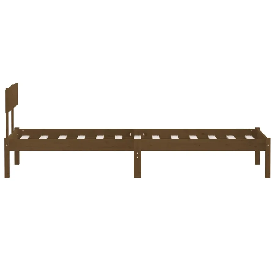 Cadre de lit sans matelas marron miel bois de pin massif - 5