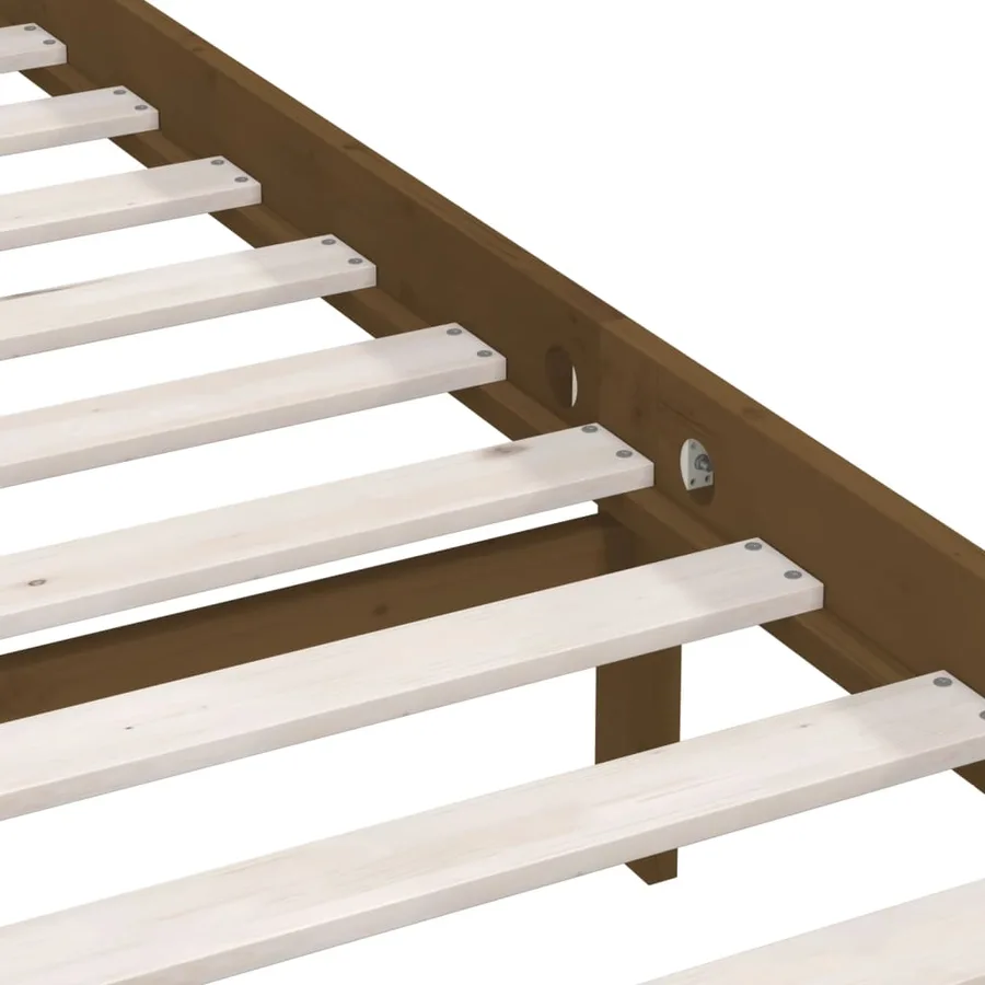 Cadre de lit sans matelas marron miel bois de pin massif - 6