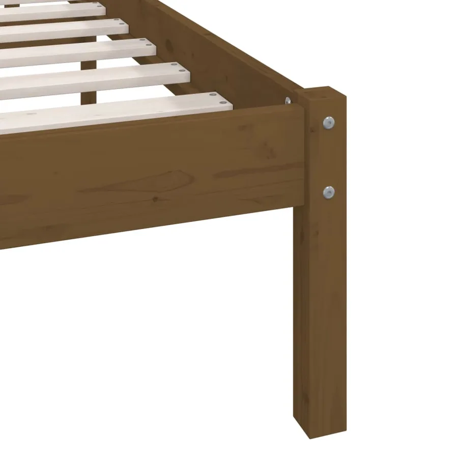 Cadre de lit sans matelas marron miel bois de pin massif - 7
