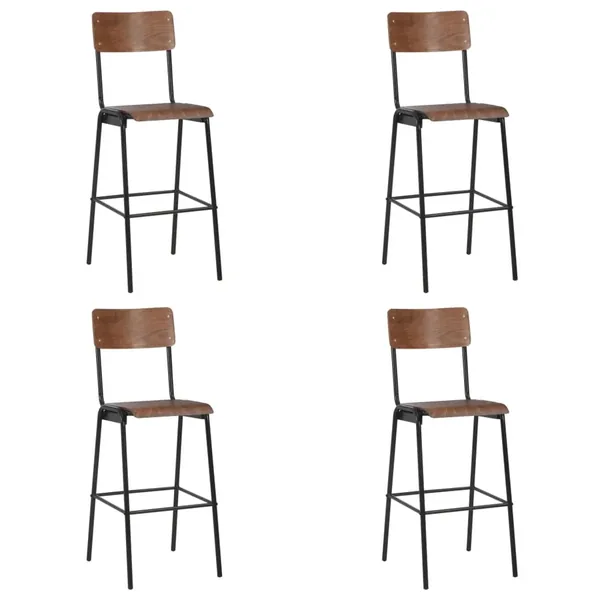Chaises de bar lot de 4 contreplaqué solide et acier