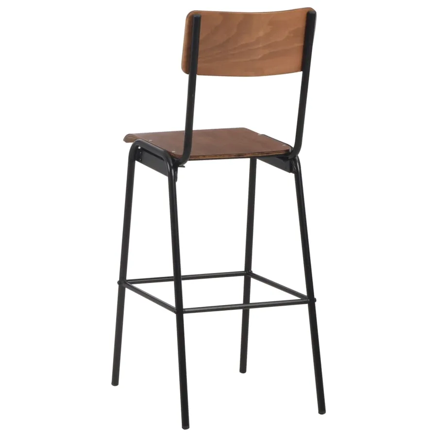 Chaises de bar lot de 4 contreplaqué solide et acier - 5
