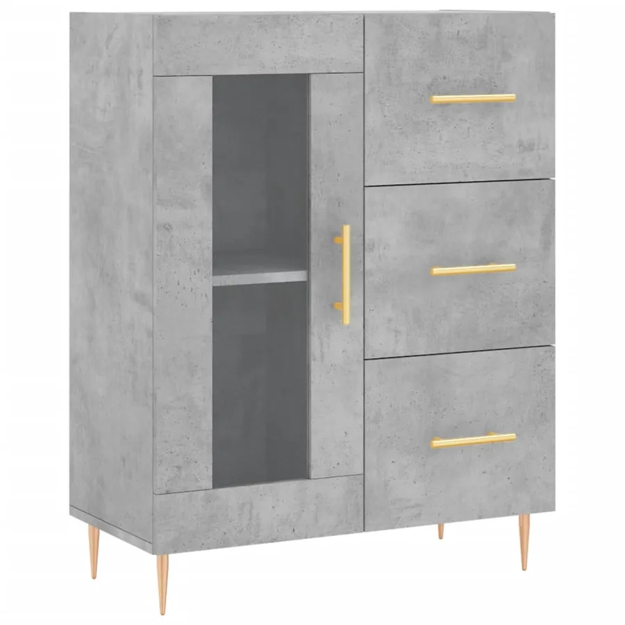 Buffet haut Gris béton 69,5x34x180 cm Bois d'ingénierie - 7