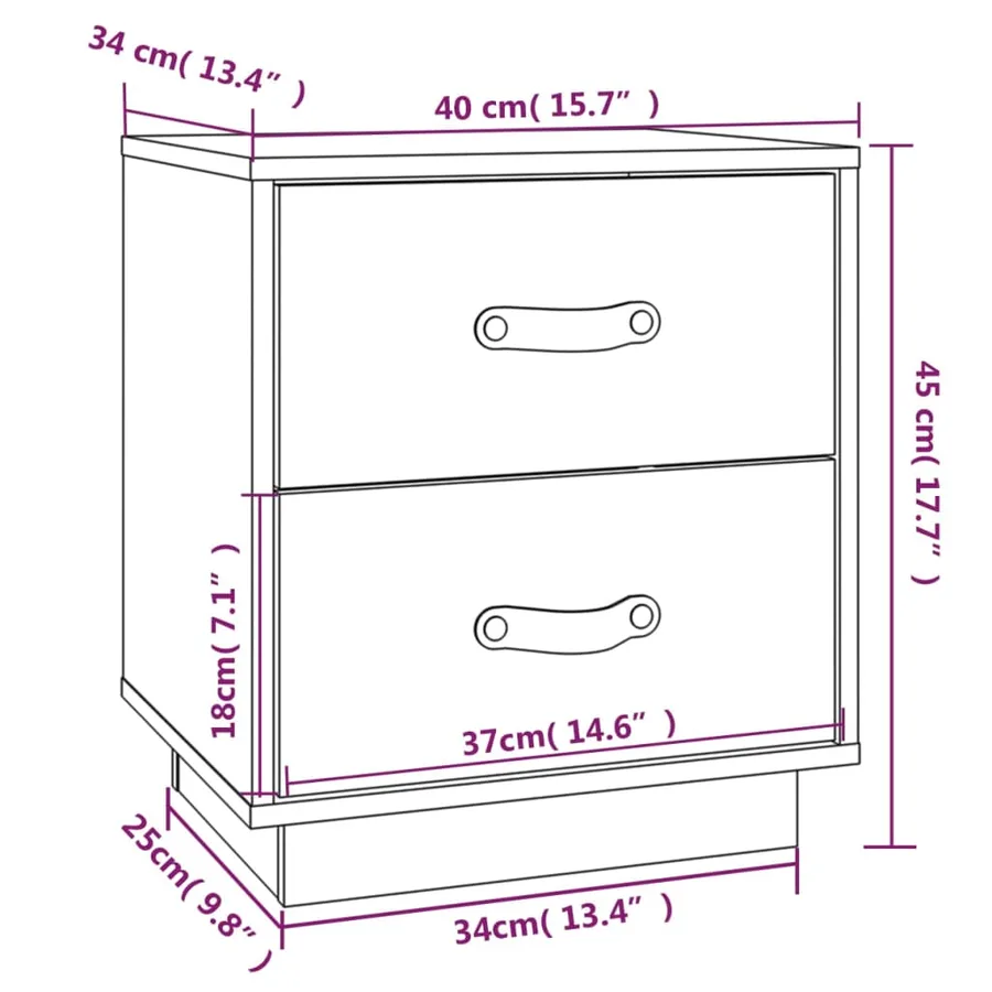 Tables de chevet 2 pcs Marron miel 40x34x45 cm Bois pin massif - 11