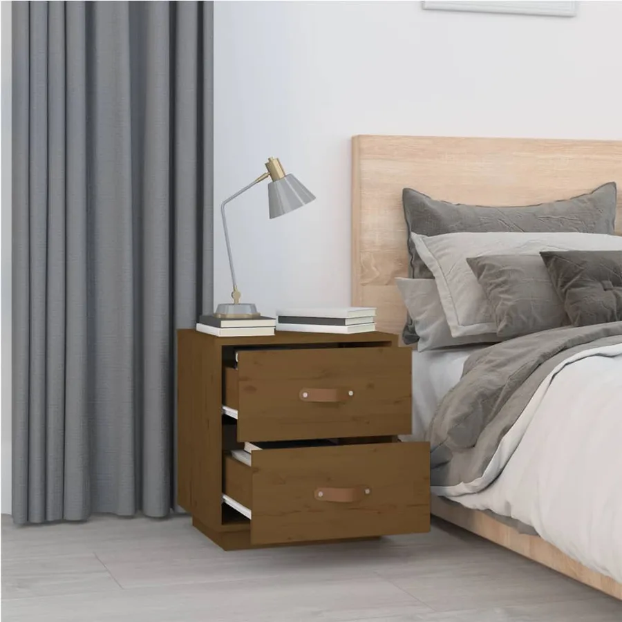 Tables de chevet 2 pcs Marron miel 40x34x45 cm Bois pin massif - 4