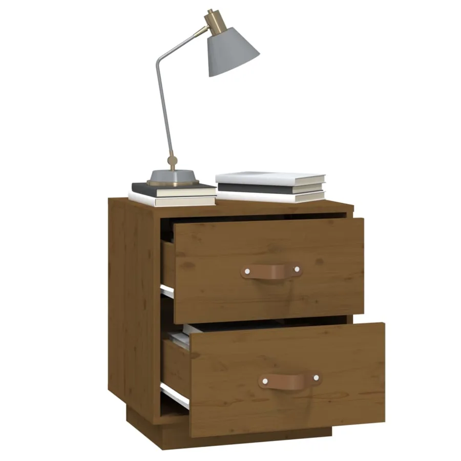 Tables de chevet 2 pcs Marron miel 40x34x45 cm Bois pin massif - 5
